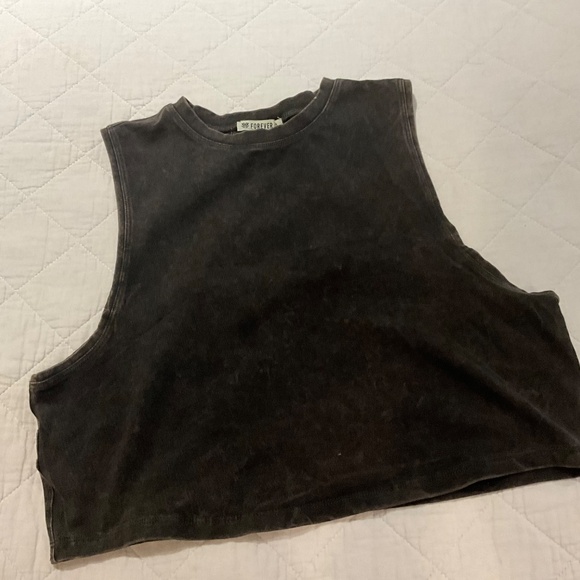 FOREVER 21 Dark Brown Sleeveless Cotton Boxy Crop Tank Top Size Small S - Picture 4 of 10